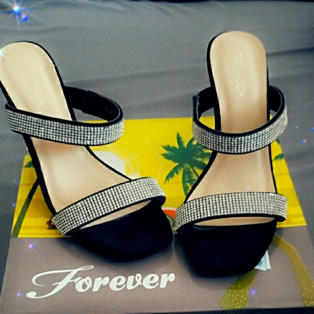 Black bling heels